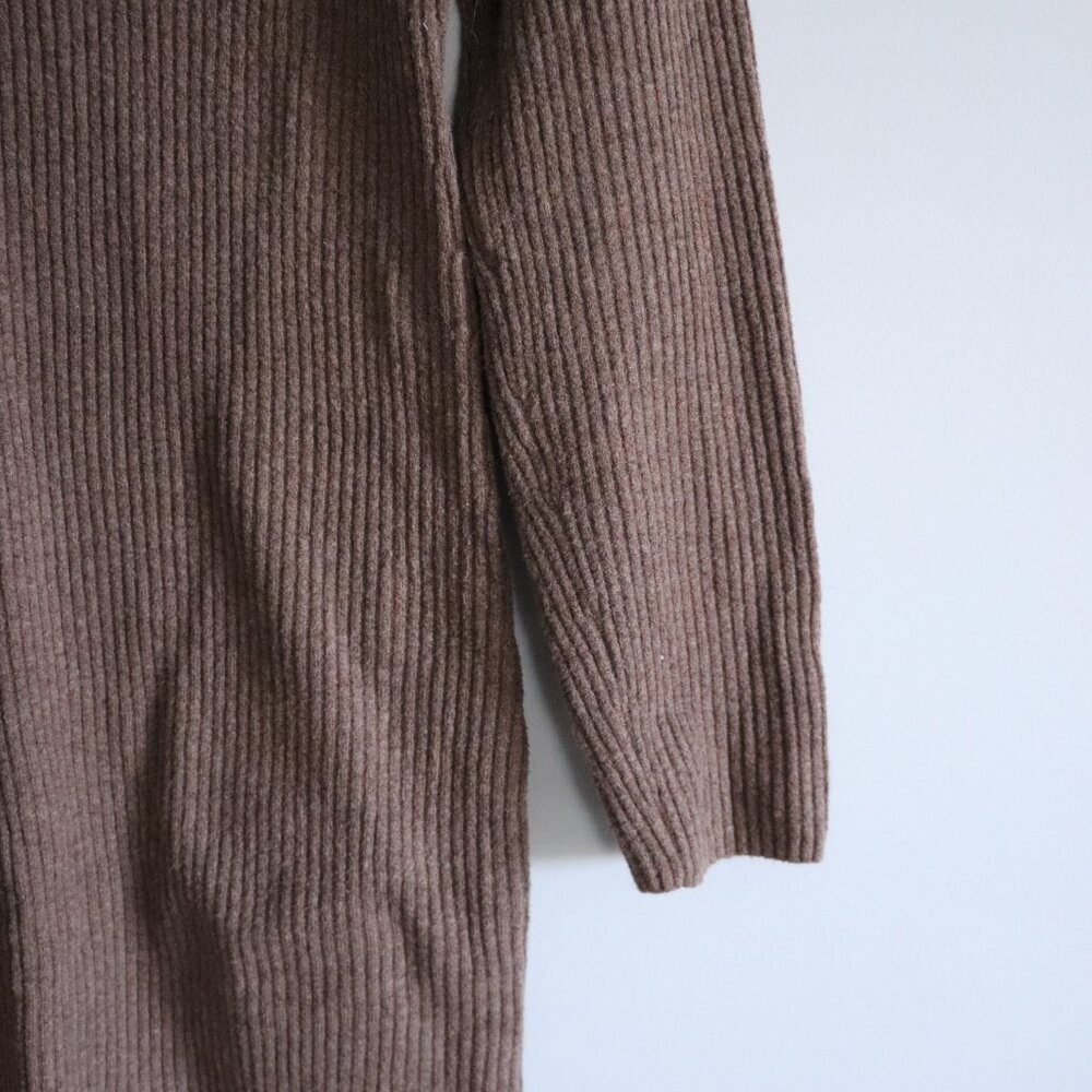 Gap Women's Sz M Brown Long Sleeve Crewneck Ribbed Knit Mini Sweater‎ Dress - Picture 7 of 11